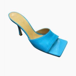 Authentic Bottega Veneta Sky Blue Heeled Mules